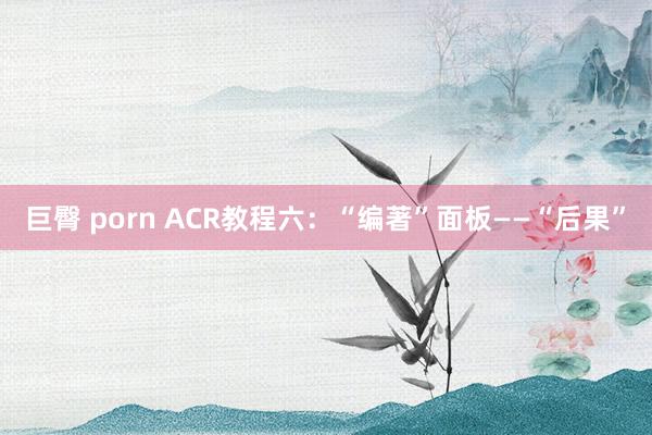 巨臀 porn ACR教程六：“编著”面板——“后果”