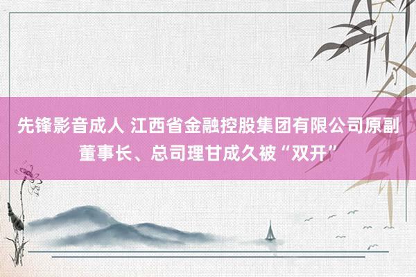 先锋影音成人 江西省金融控股集团有限公司原副董事长、总司理甘成久被“双开”