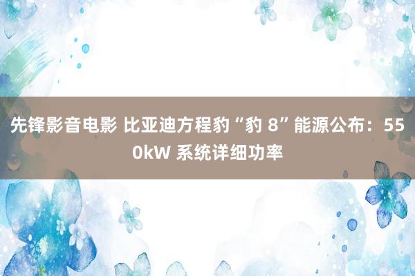 先锋影音电影 比亚迪方程豹“豹 8”能源公布：550kW 系统详细功率