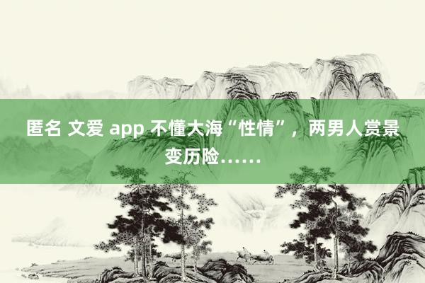 匿名 文爱 app 不懂大海“性情”，两男人赏景变历险……