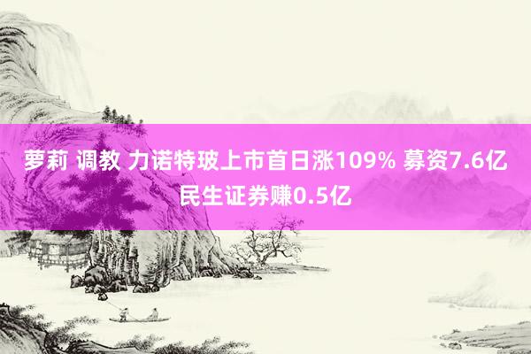 萝莉 调教 力诺特玻上市首日涨109% 募资7.6亿民生证券赚0.5亿