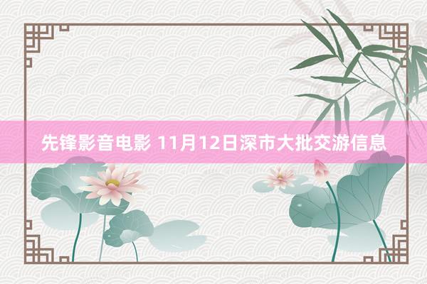 先锋影音电影 11月12日深市大批交游信息