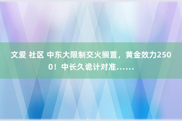 文爱 社区 中东大限制交火搁置，黄金效力2500！中长久诡计对准……