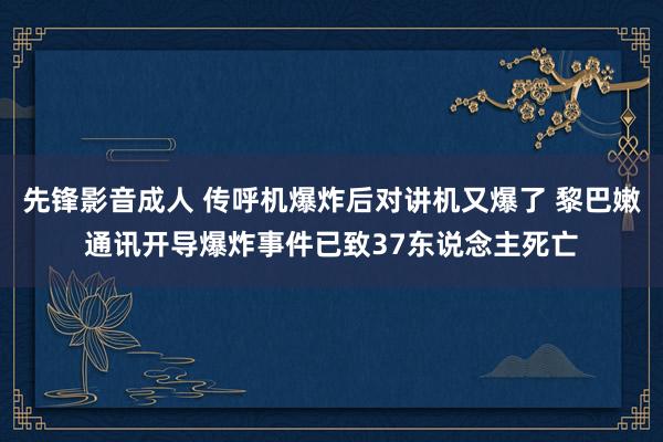 先锋影音成人 传呼机爆炸后对讲机又爆了 黎巴嫩通讯开导爆炸事件已致37东说念主死亡