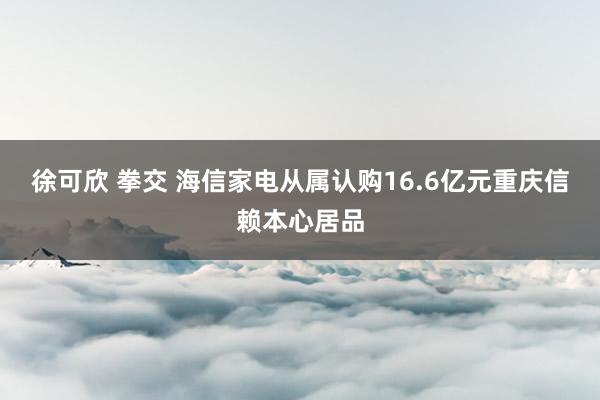 徐可欣 拳交 海信家电从属认购16.6亿元重庆信赖本心居品