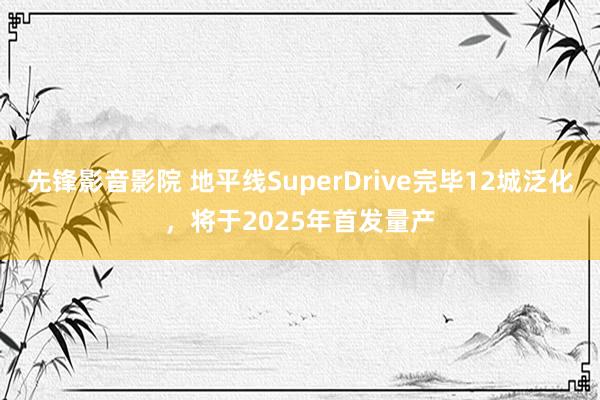 先锋影音影院 地平线SuperDrive完毕12城泛化，将于2025年首发量产