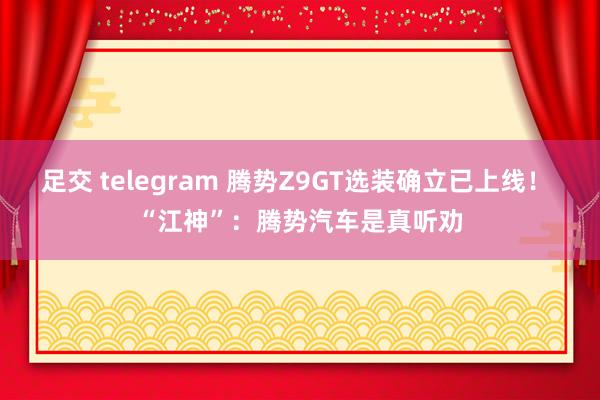 足交 telegram 腾势Z9GT选装确立已上线！ “江神”：腾势汽车是真听劝