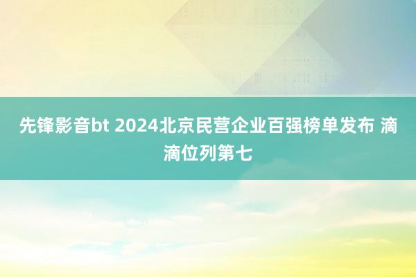 先锋影音bt 2024北京民营企业百强榜单发布 滴滴位列第七