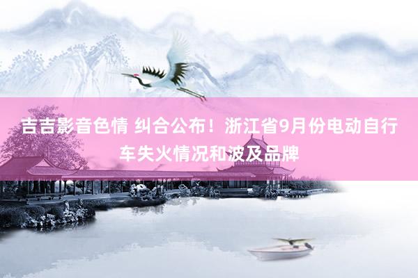 吉吉影音色情 纠合公布！浙江省9月份电动自行车失火情况和波及品牌