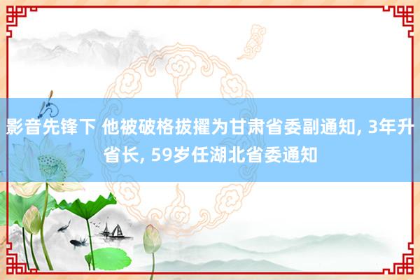 影音先锋下 他被破格拔擢为甘肃省委副通知， 3年升省长， 59岁任湖北省委通知