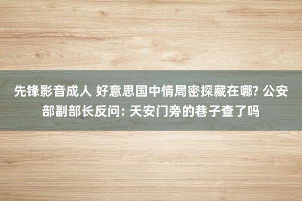 先锋影音成人 好意思国中情局密探藏在哪? 公安部副部长反问: 天安门旁的巷子查了吗