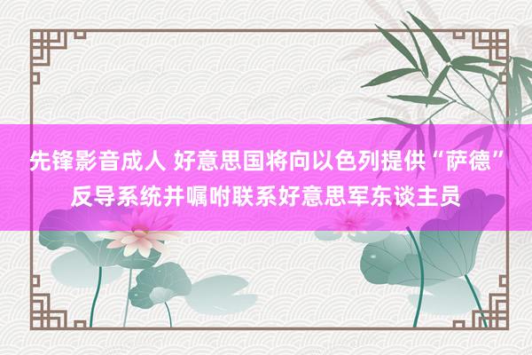 先锋影音成人 好意思国将向以色列提供“萨德”反导系统并嘱咐联系好意思军东谈主员