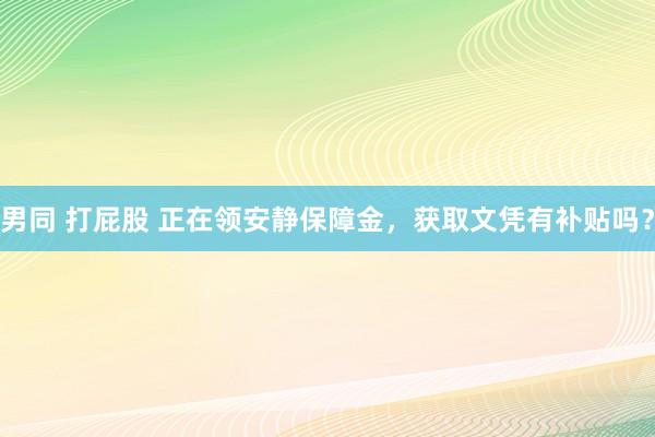 男同 打屁股 正在领安静保障金，获取文凭有补贴吗？