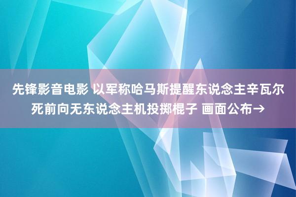 先锋影音电影 以军称哈马斯提醒东说念主辛瓦尔死前向无东说念主机投掷棍子 画面公布→