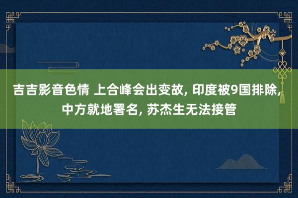 吉吉影音色情 上合峰会出变故， 印度被9国排除， 中方就地署名， 苏杰生无法接管